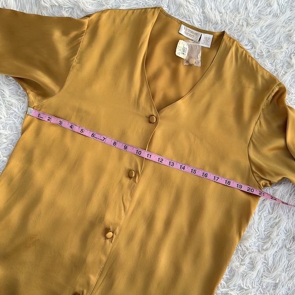 NOS Victoria’s Secret vintage gold label silk mustard pajama sleep shirt Sm READ - Picture 4 of 11